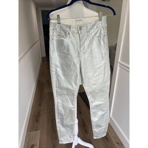 Good American Metallic Straight Leg Jeans